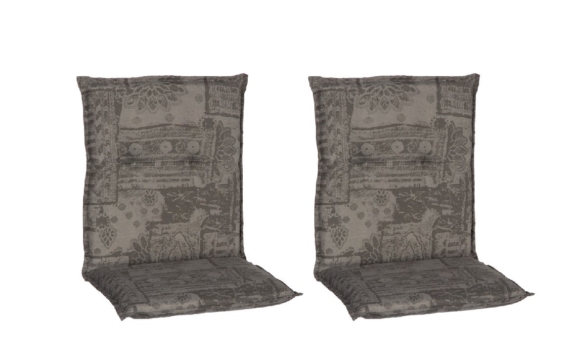 2x Niedriglehner-Auflage - grau - Ornamente - 101x50 cm