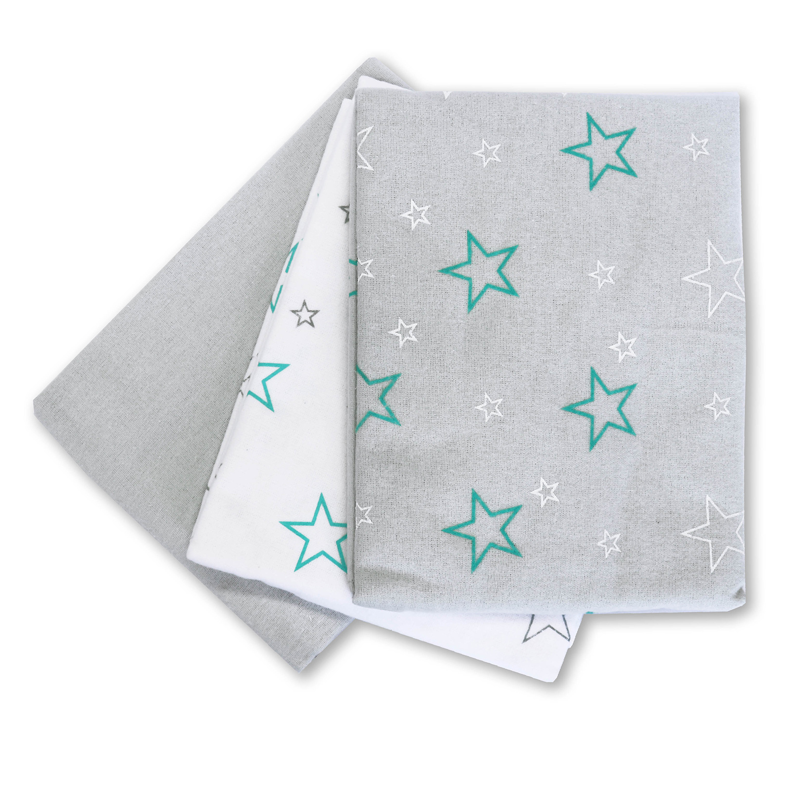 3-er Pack Moltonwindeln - weiß-grau - Baumwolle - 80x80 cm