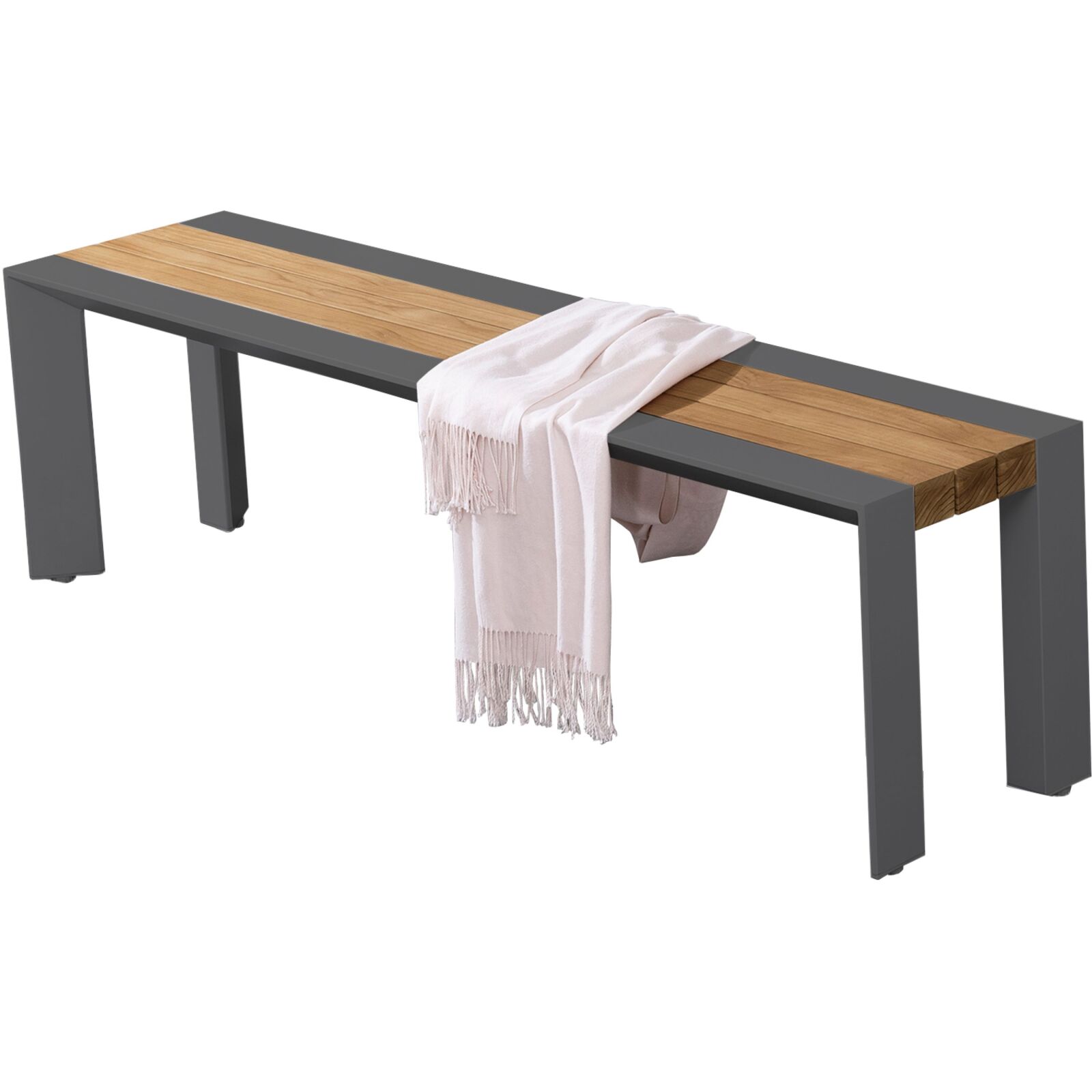 3-Sitzer Bank SILEA - anthrazit - Holz-Optik