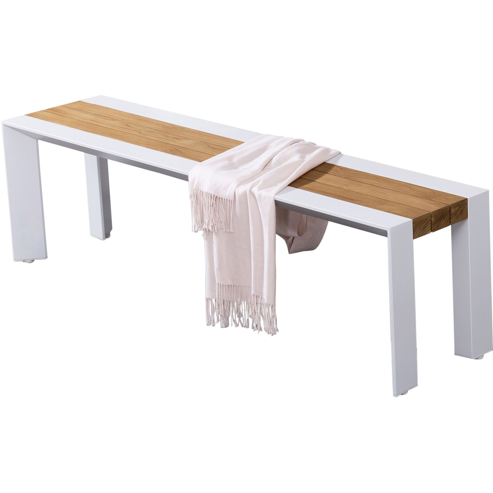 3-Sitzer Bank VENICE - weiß - Holz-Optik