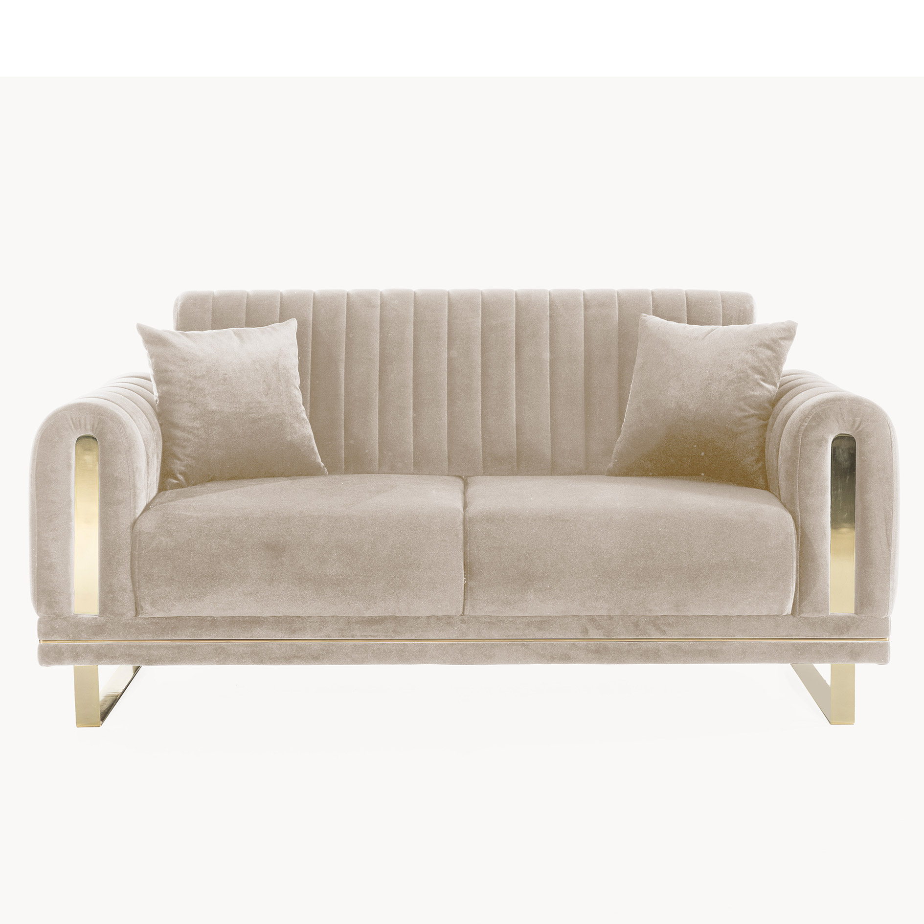 3-Sitzer - beige-gold - Mikrofaser - Liegefunktion