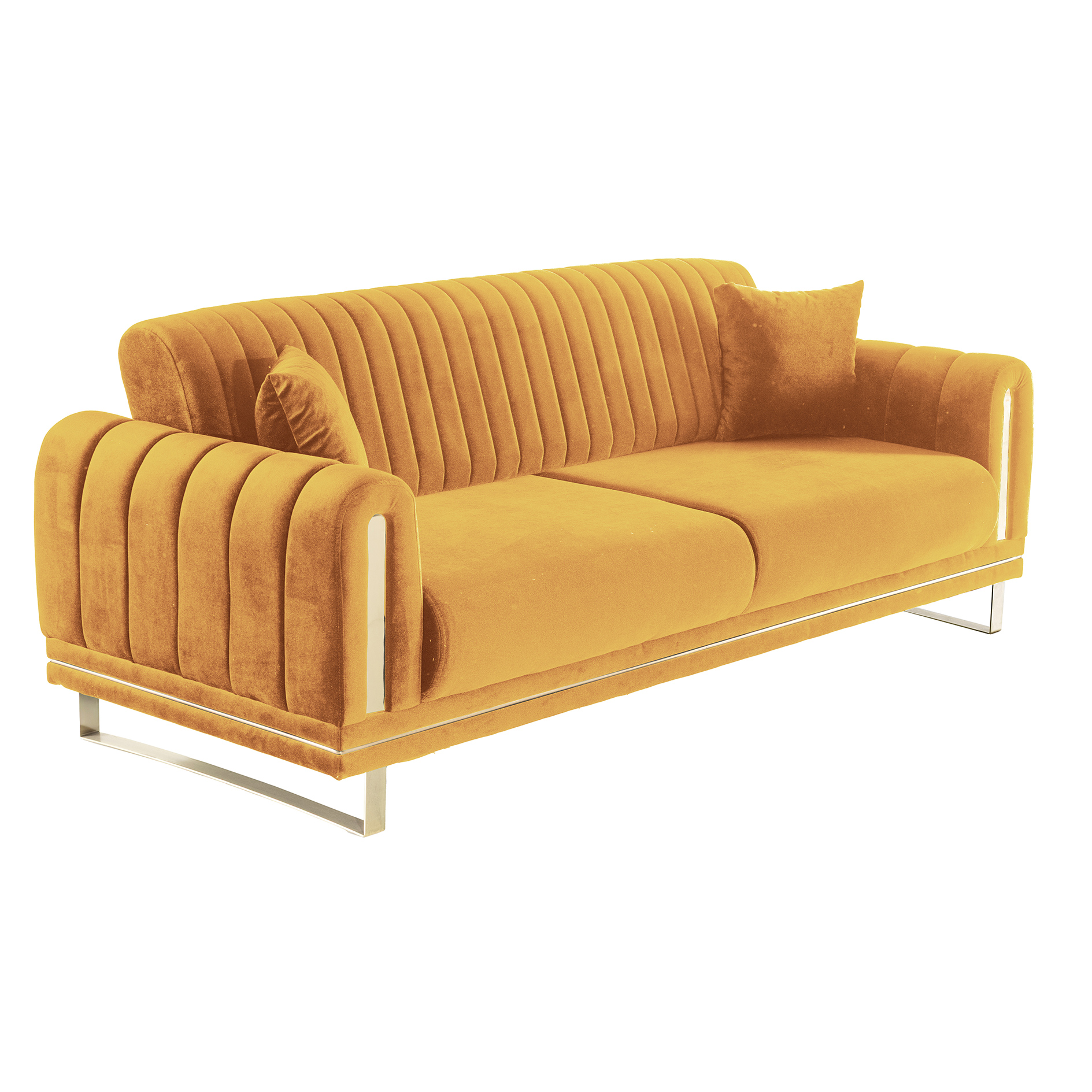 3-Sitzer - braun-gold - Mikrofaser - Liegefunktion