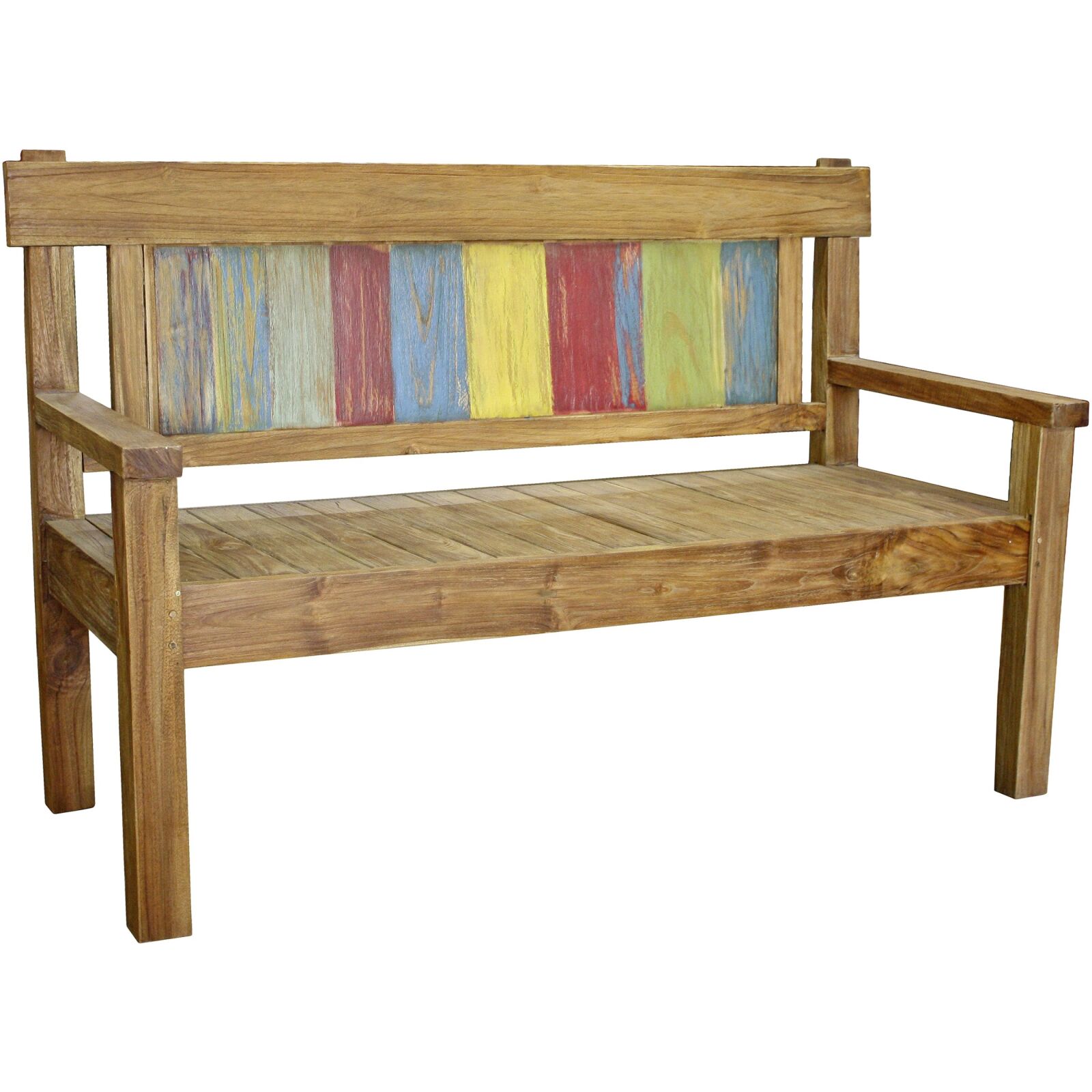 3-Sitzer-Gartenbank TIMOR - braun-bunt - Teak Massivholz
