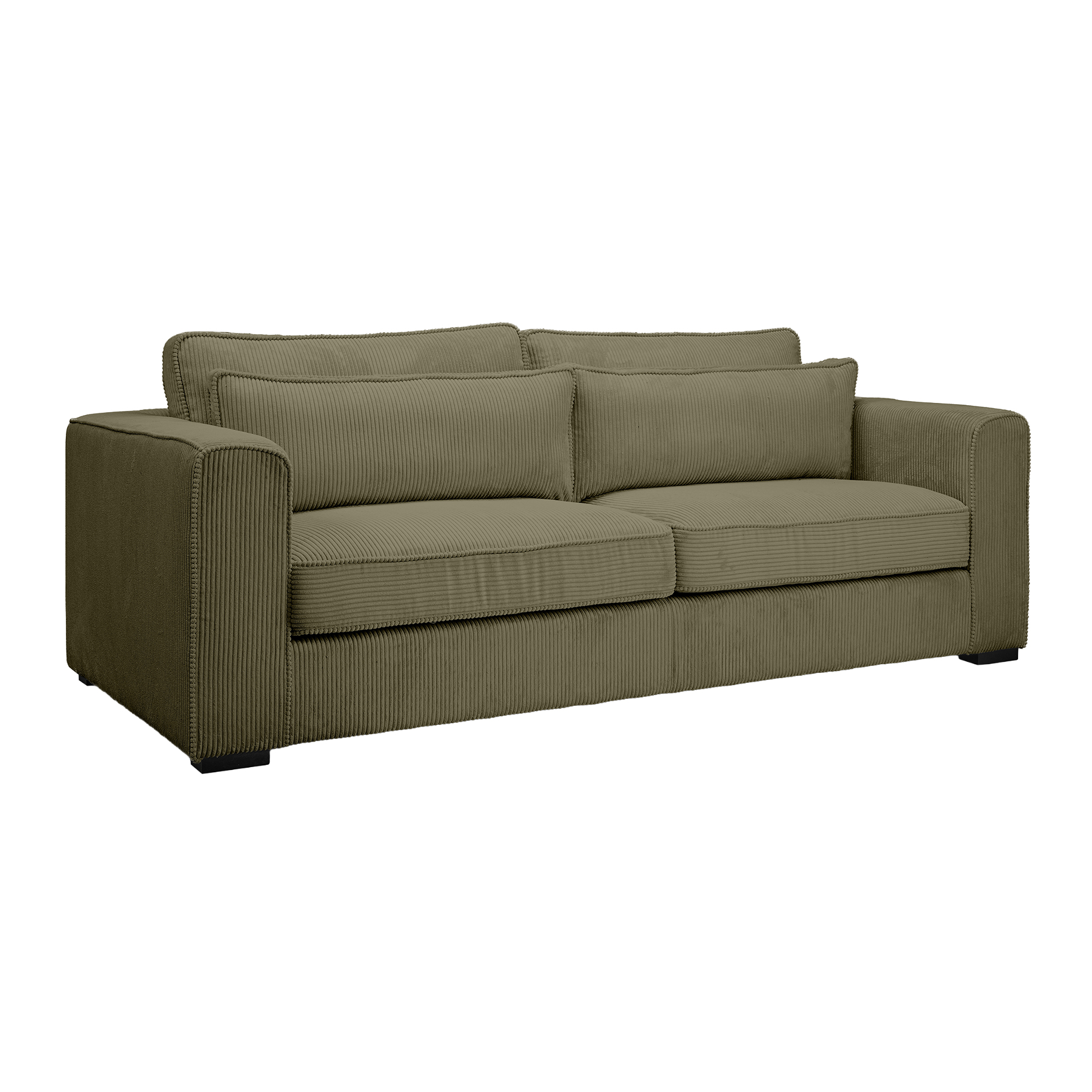 3-Sitzer-Sofa ALMERA - khaki - Cord - inklusive Kissen
