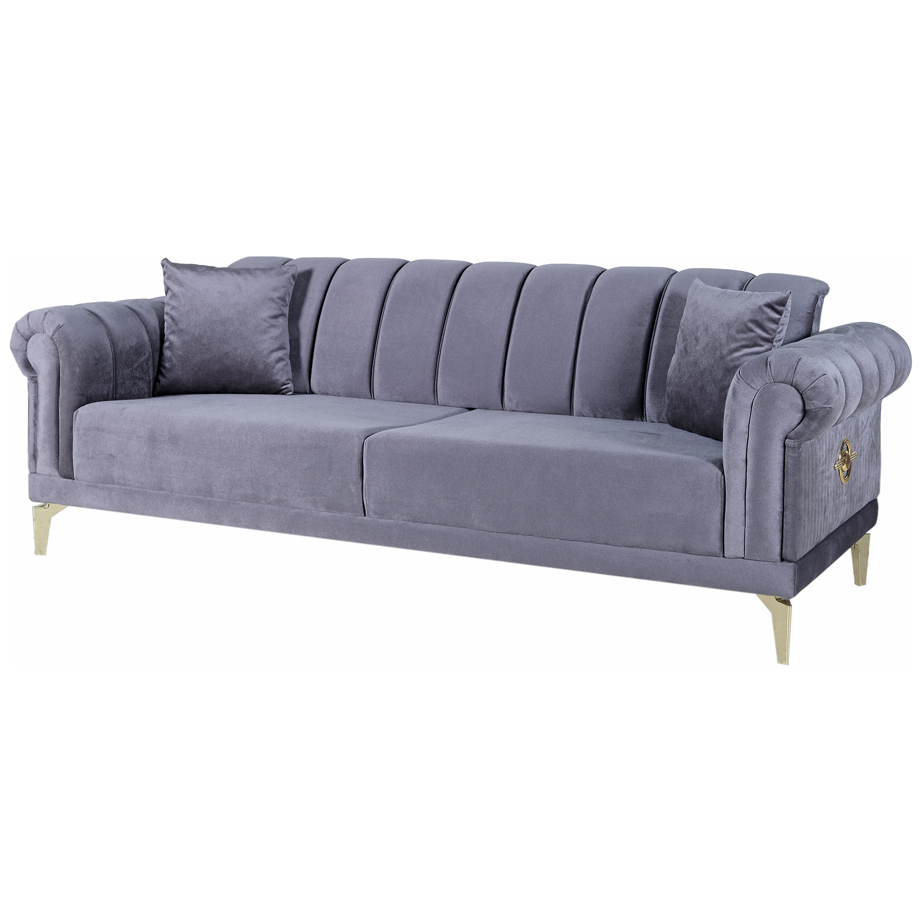 3-Sitzer-Sofa - anthrazit - Liegefunktion - Microfaser - mit Kissen