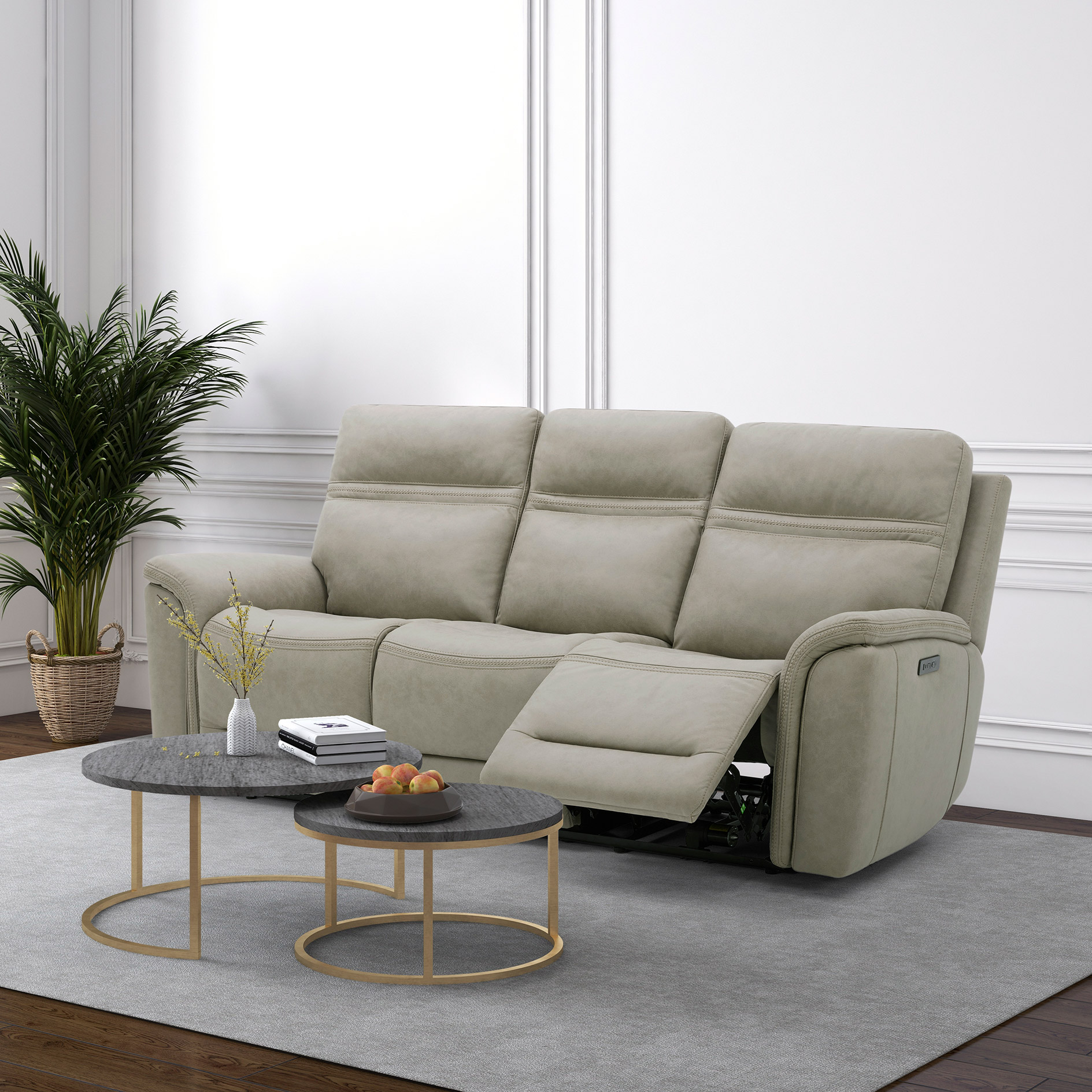 3-Sitzer-Sofa - beige - elektrische Relaxfunktion