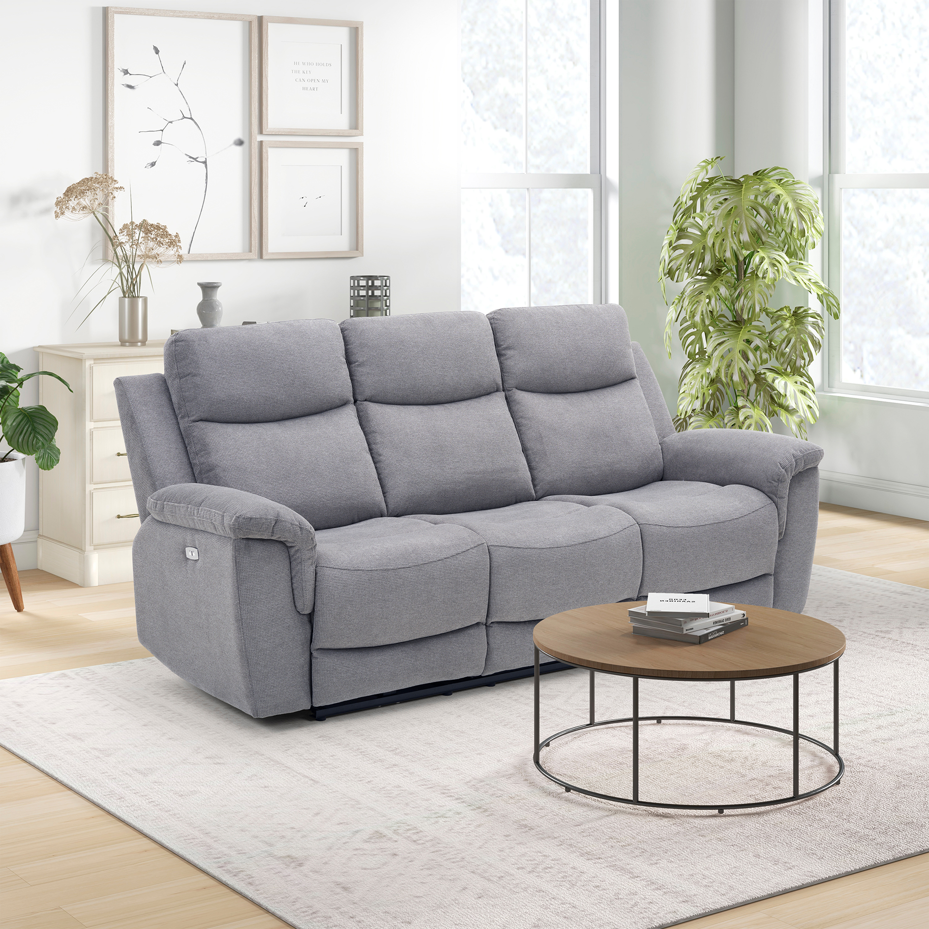 3-Sitzer-Sofa - dunkelgrau - Webstoff - mit Relaxfunktion
