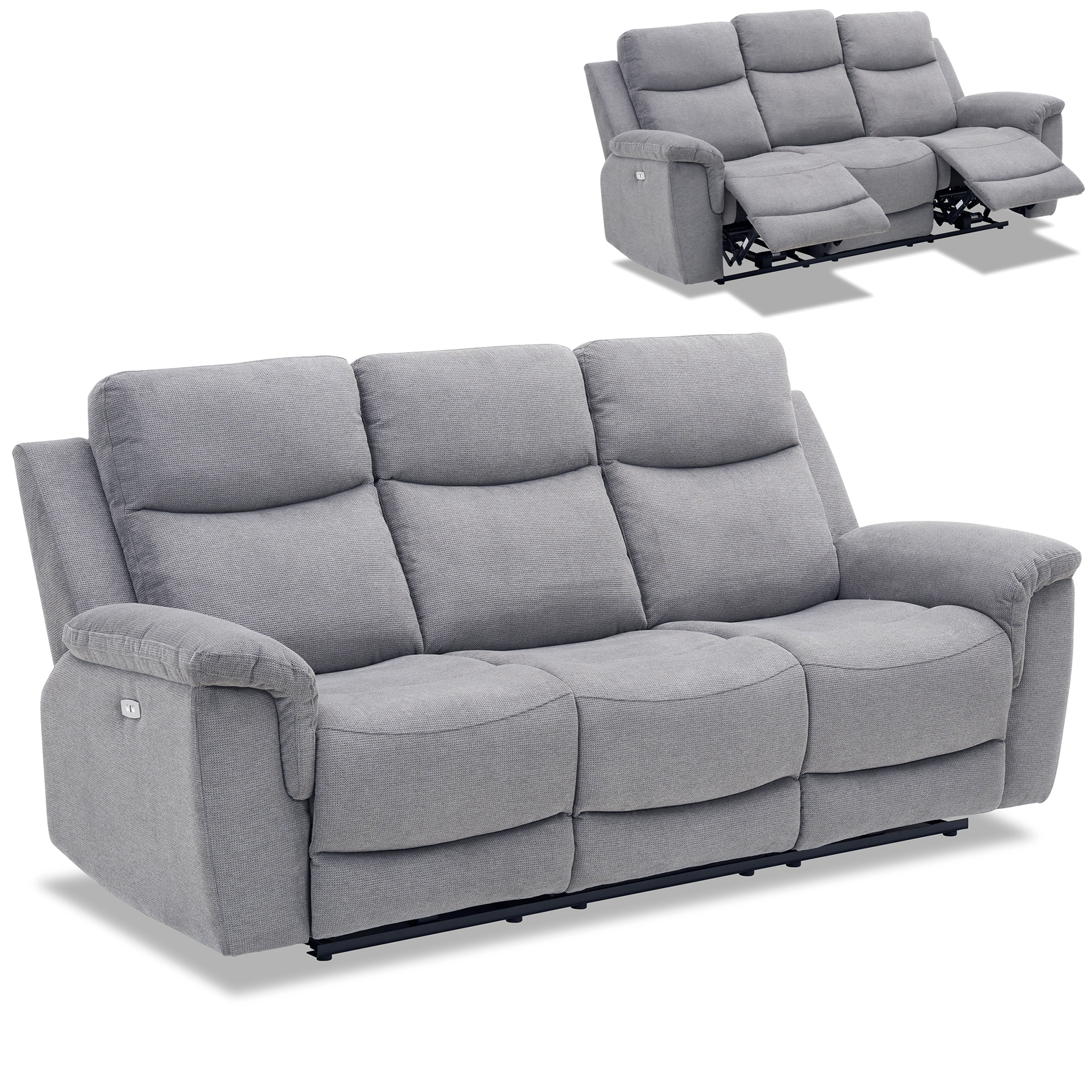 3-Sitzer-Sofa - dunkelgrau - Webstoff - mit Relaxfunktion