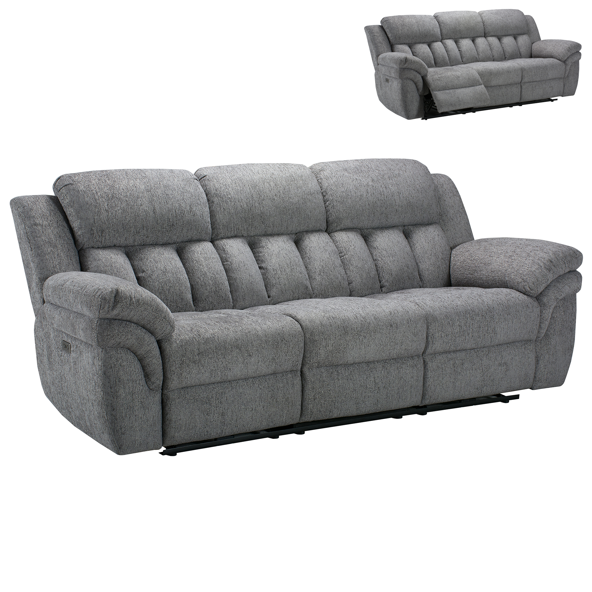 3-Sitzer-Sofa - grau - elektrische Relaxfunktion