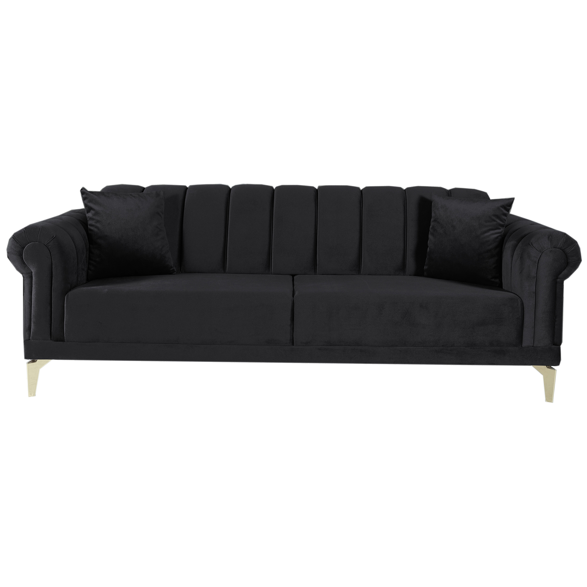 3-Sitzer-Sofa - schwarz - Liegefunktion - Microfaser - mit Kissen
