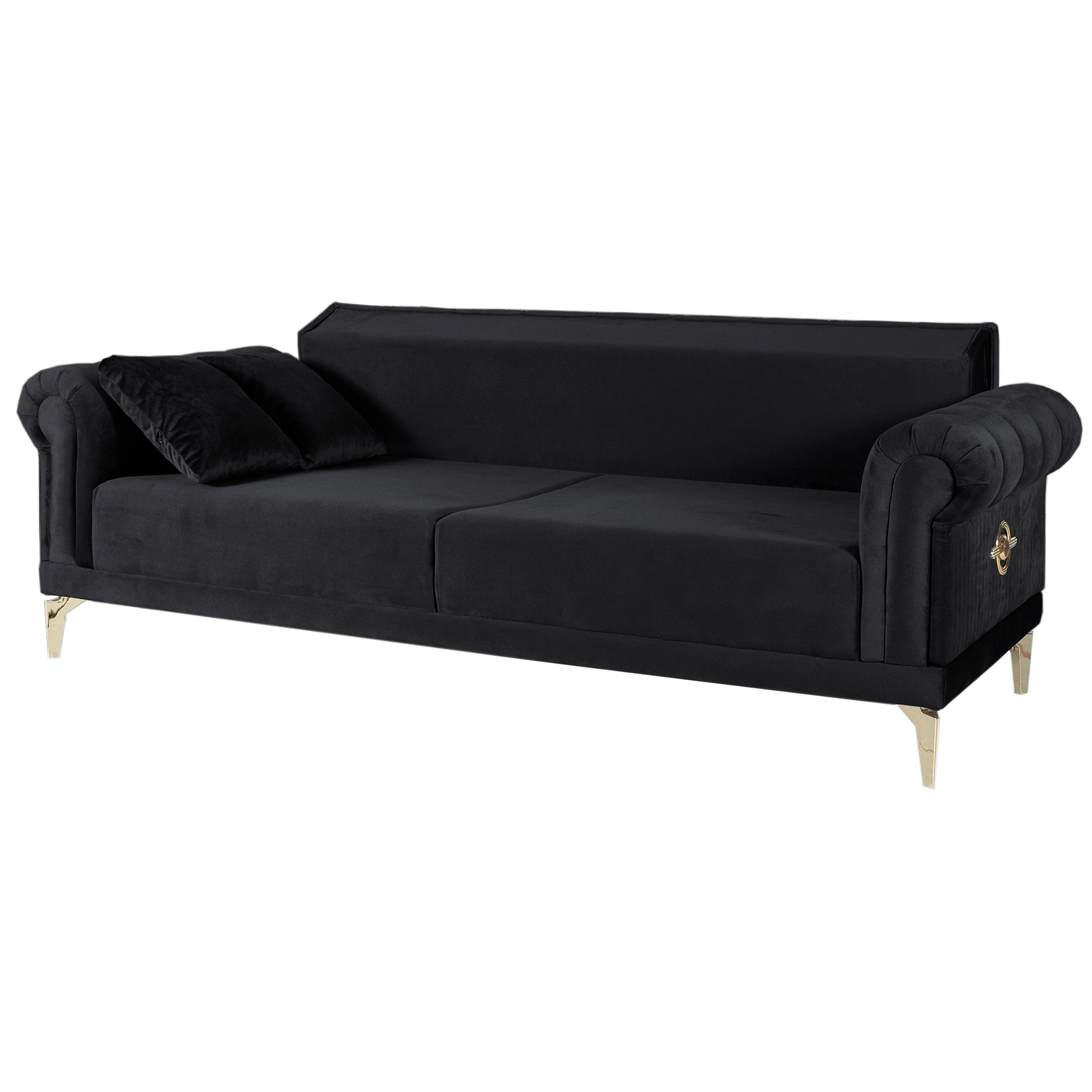 3-Sitzer-Sofa - schwarz - Liegefunktion - Microfaser - mit Kissen