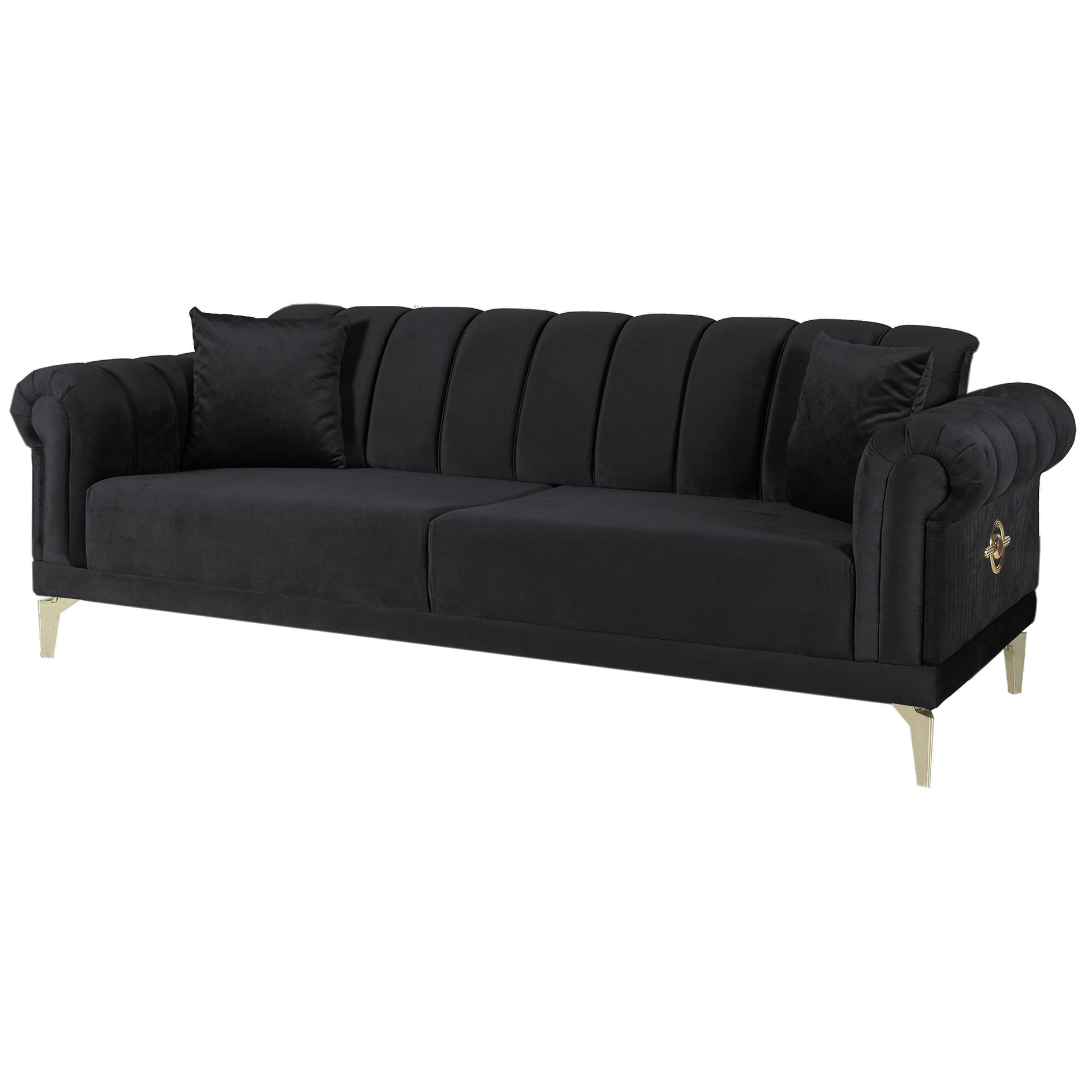 3-Sitzer-Sofa - schwarz - Liegefunktion - Microfaser - mit Kissen