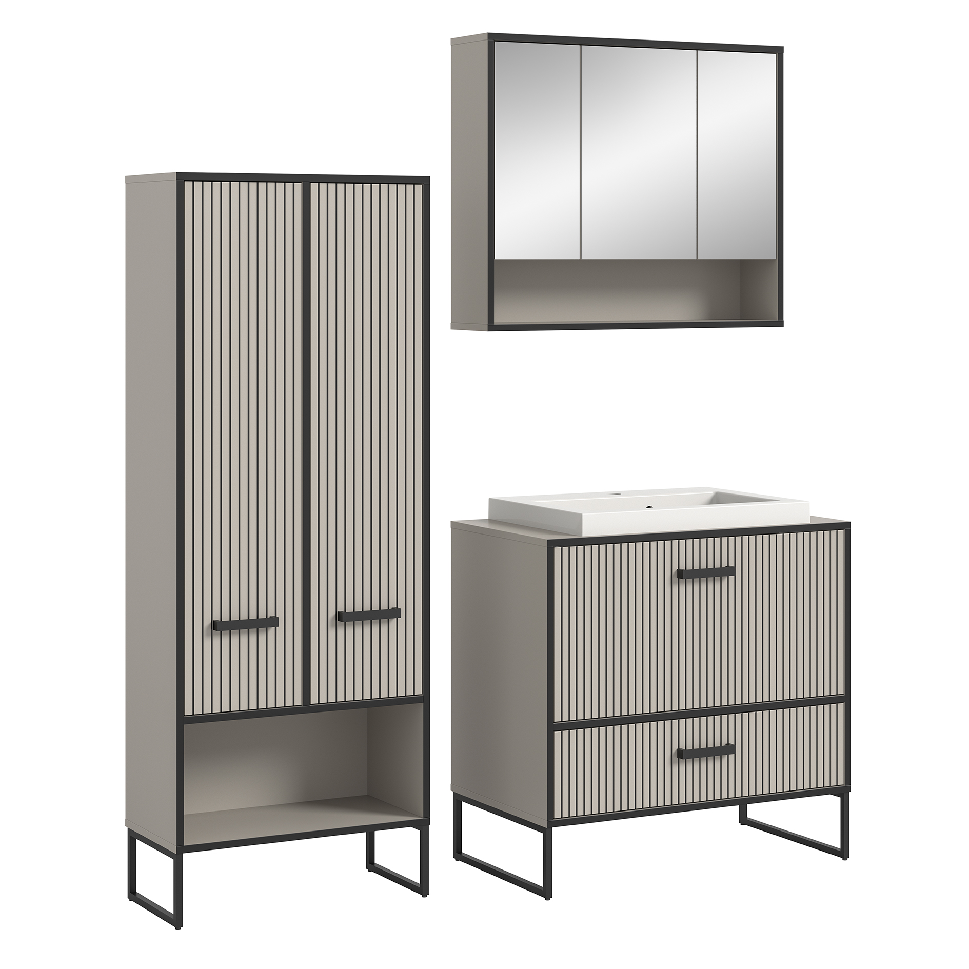 3-teilige Badkombination BAGNO - Kaschmir - mit Waschtisch