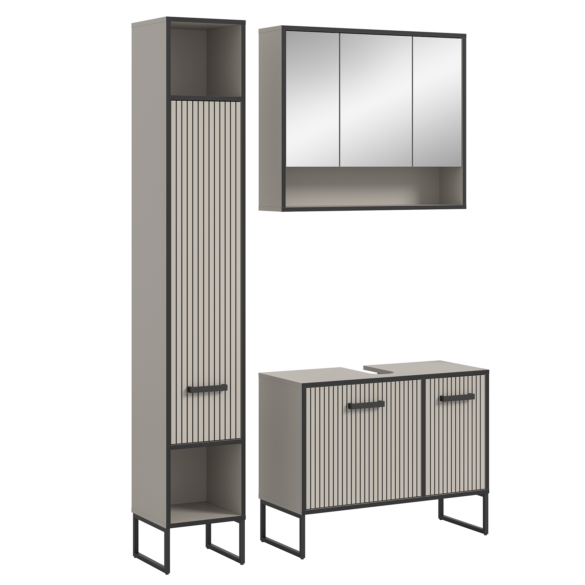 3-teilige Badkombination BAGNO - Kaschmir - Waschbeckenunterschrank
