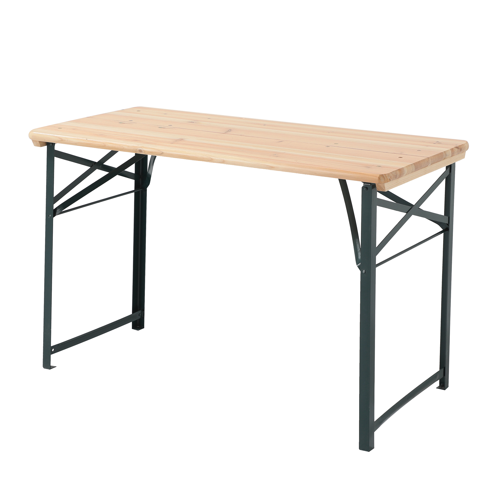 3-teilige Bierzeltgarnitur - holzfarben-grün - lackiert