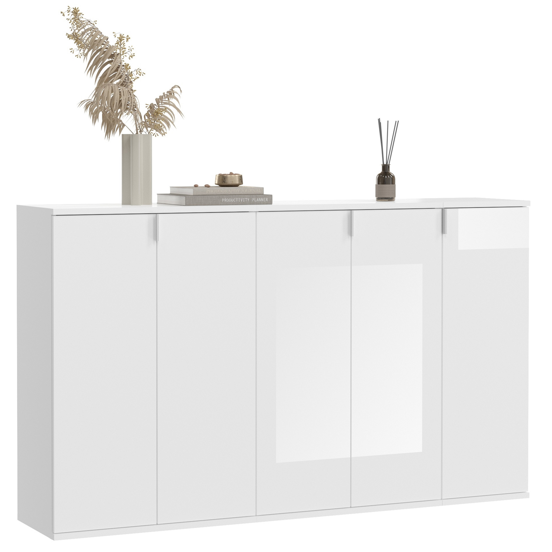 3-teilige Garderobenkombination PROJEKT X - weiß Hochglanz - weiß - 152 cm