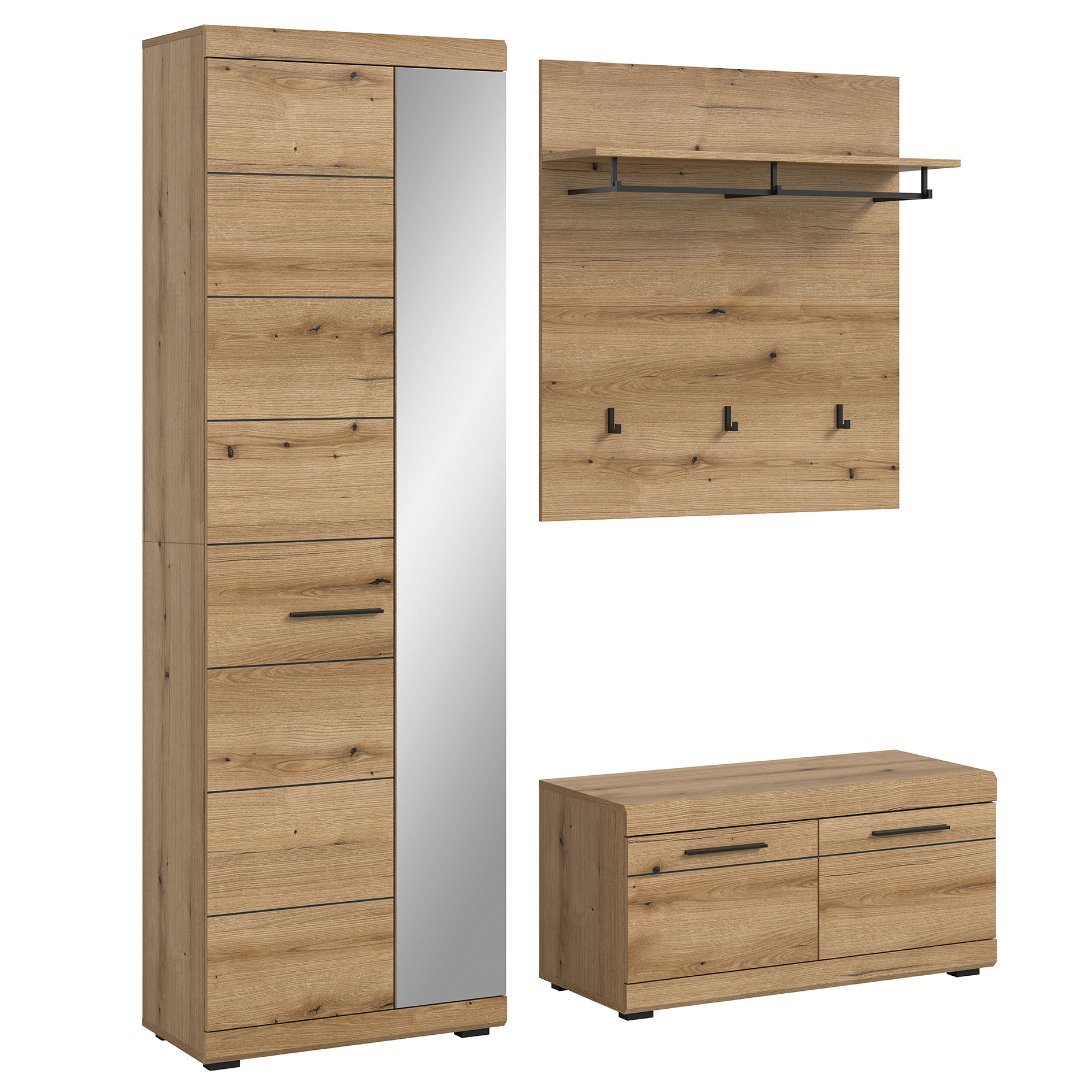 3-teilige Garderobenkombination SCOUT - Evoke Eiche - 168 cm
