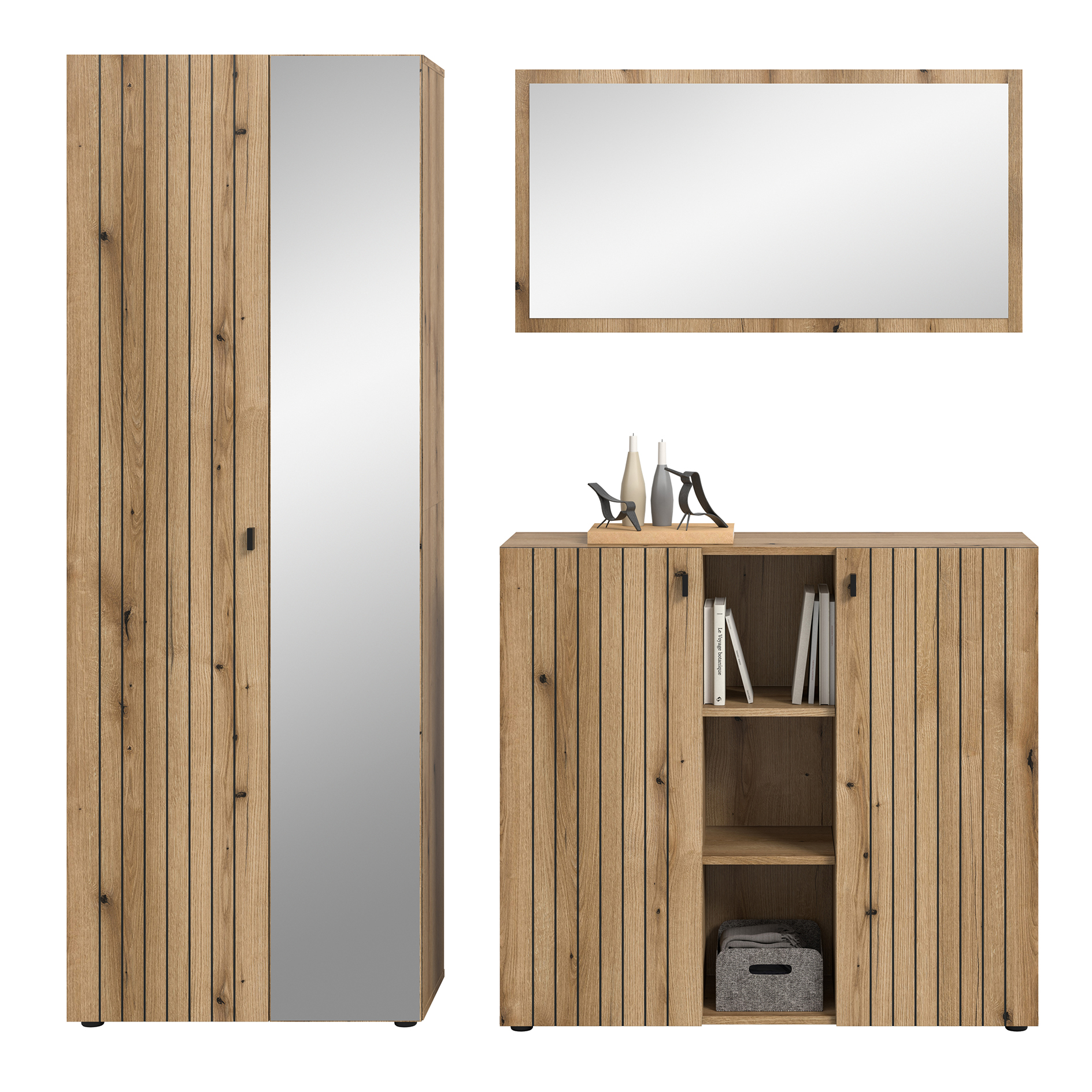 3-teilige Garderobenkombination STATION - Evoke Oak - 191 cm breit