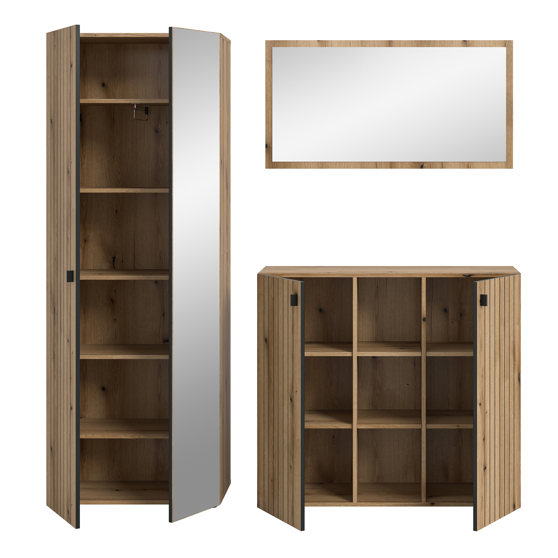 3-teilige Garderobenkombination STATION - Evoke Oak - 191 cm breit