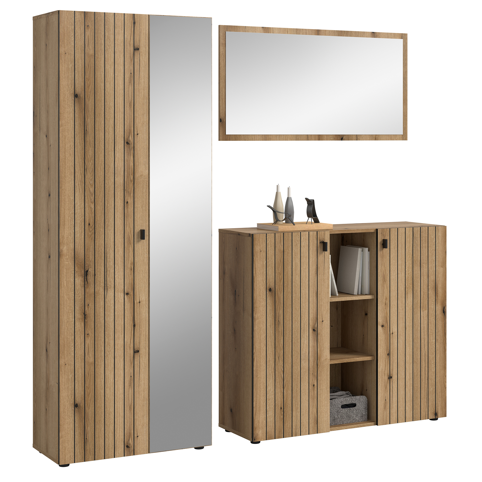3-teilige Garderobenkombination STATION - Evoke Oak - 191 cm breit