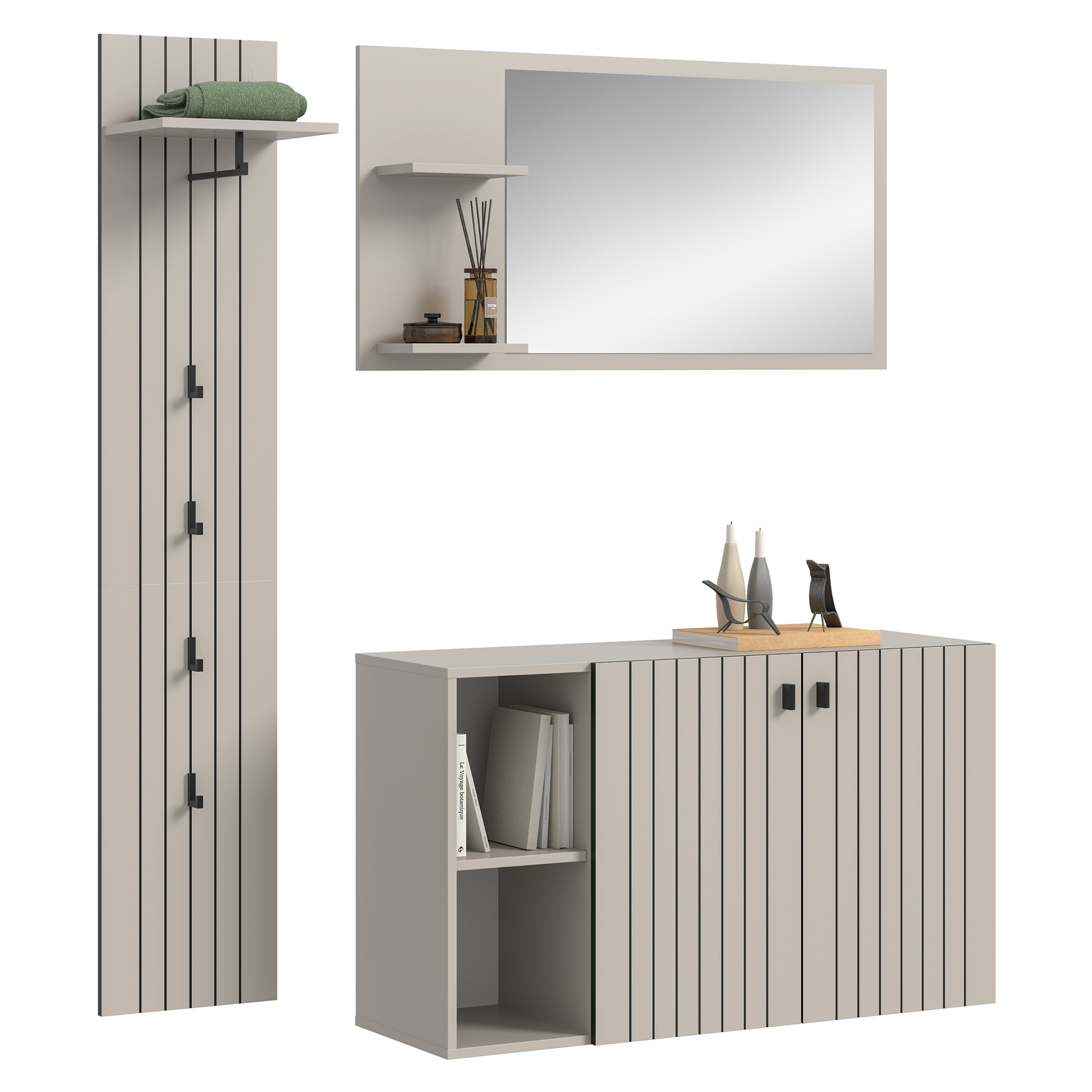 3-teilige Garderobenkombination STATION - Kaschmir - 152 cm breit