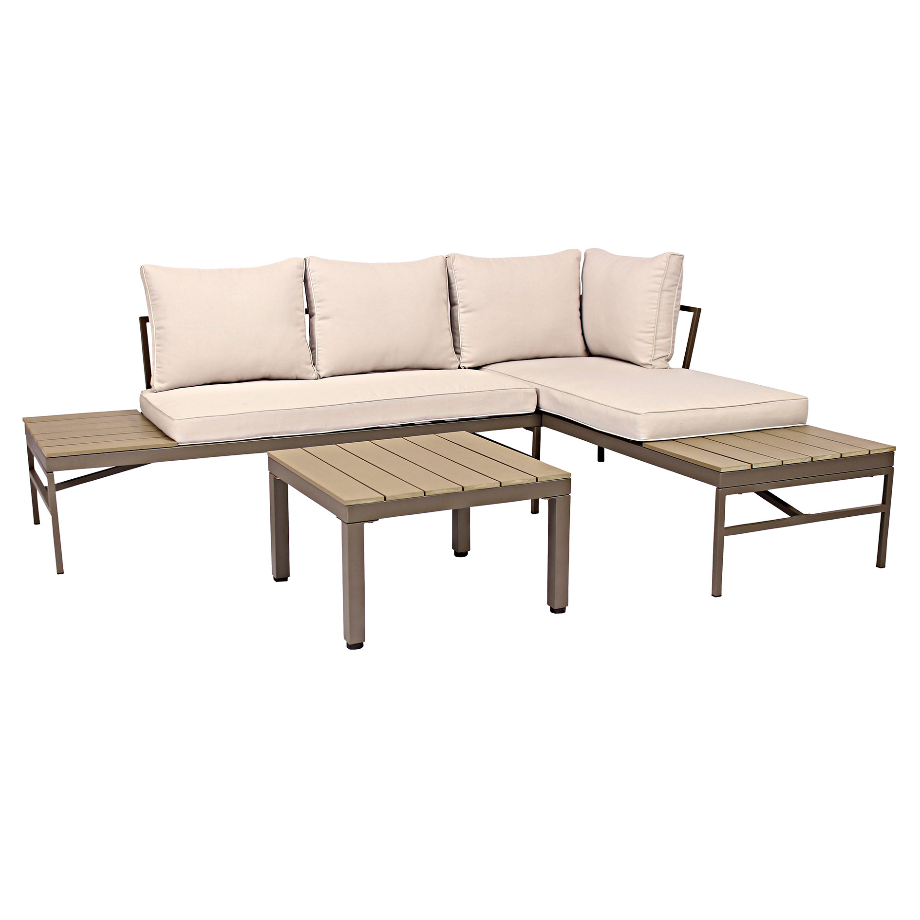3-teilige Garten-Lounge - braun-beige - inkluisve Kissen