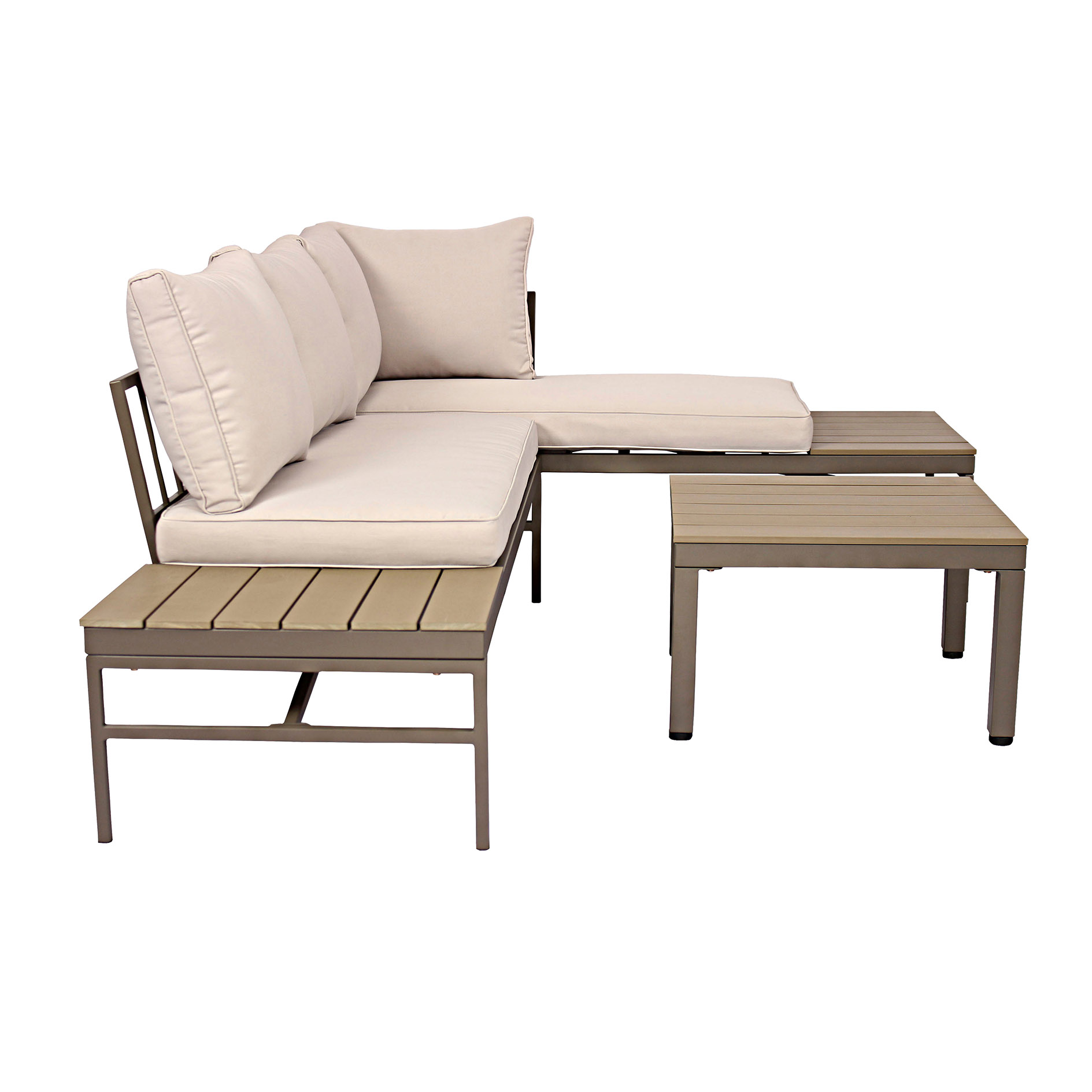 3-teilige Garten-Lounge - braun-beige - inklusive Kissen