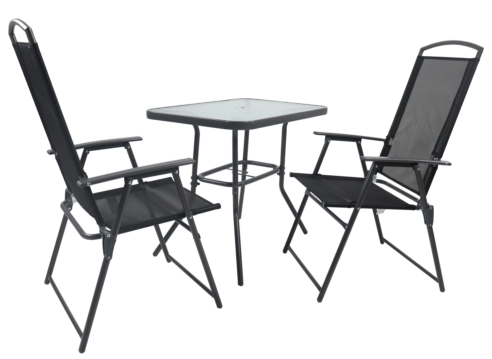 3-teilige Garten-Tischgruppe - anthrazit - Glasplatte