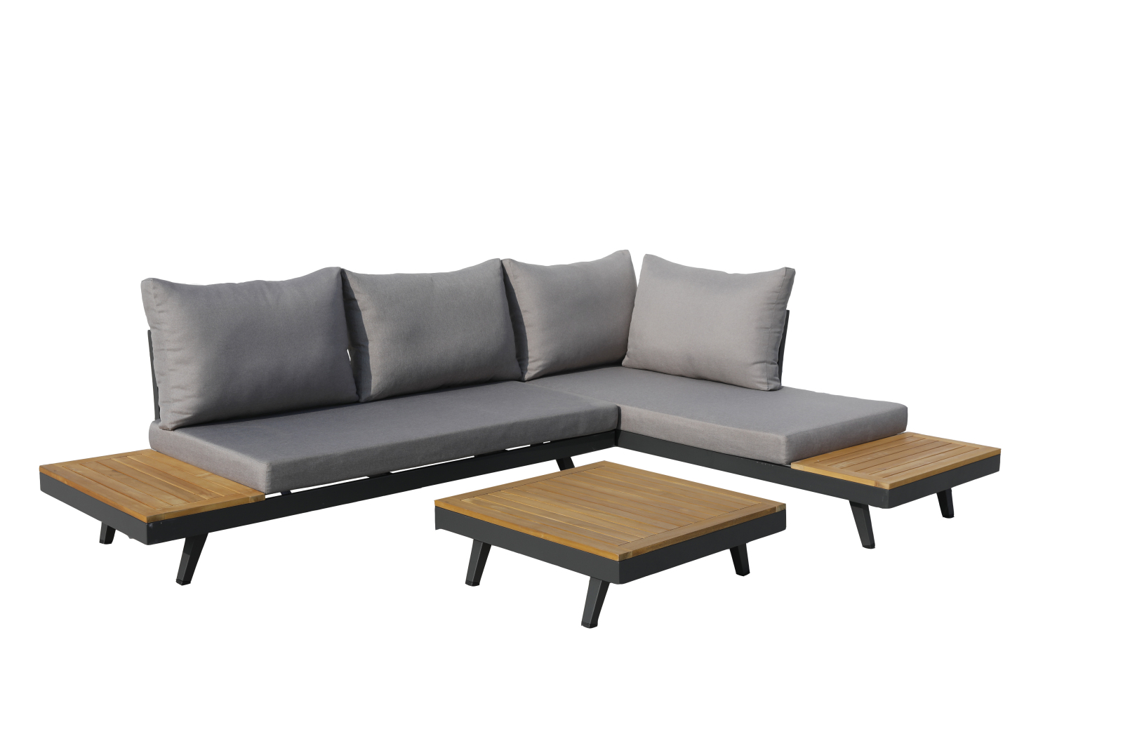 3-teilige Lounge-Gruppe - anthrazit-teak - variable Rückenlehnen
