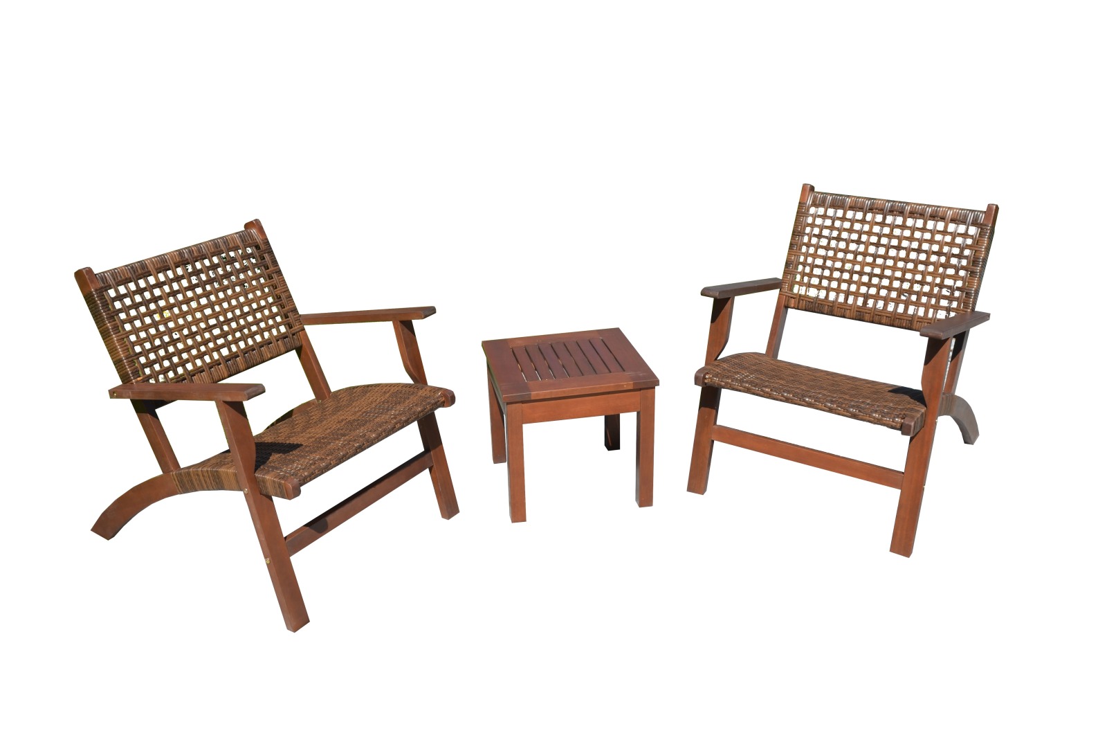 3-teilige Sitzgruppe SONORA - dunkelbraun - Eukalyptus - Kunststoffgeflecht
