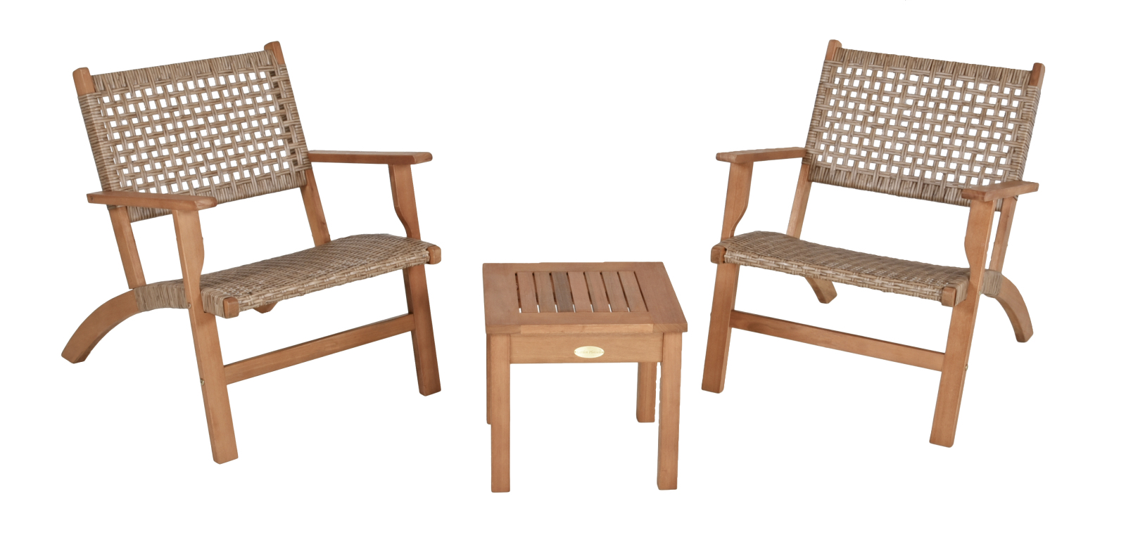 3-teilige Sitzgruppe SONORA - Eukalyptusholz massiv - Teak-Optik