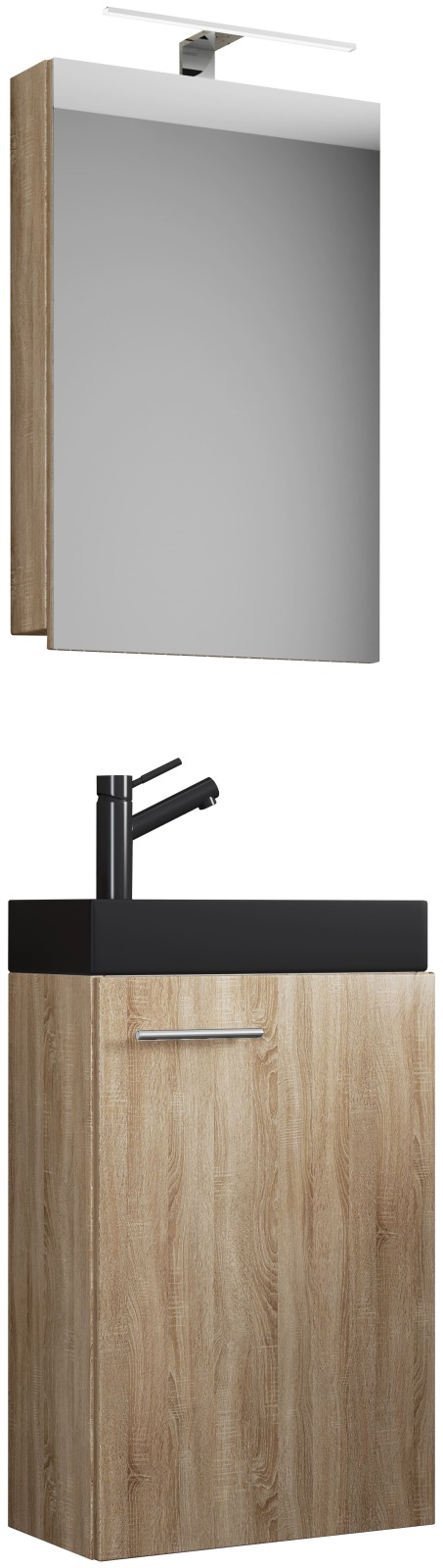 3-teiliger Gäste-Waschplatz SLITO BL - Sonoma Eiche - mit Spiegelschrank