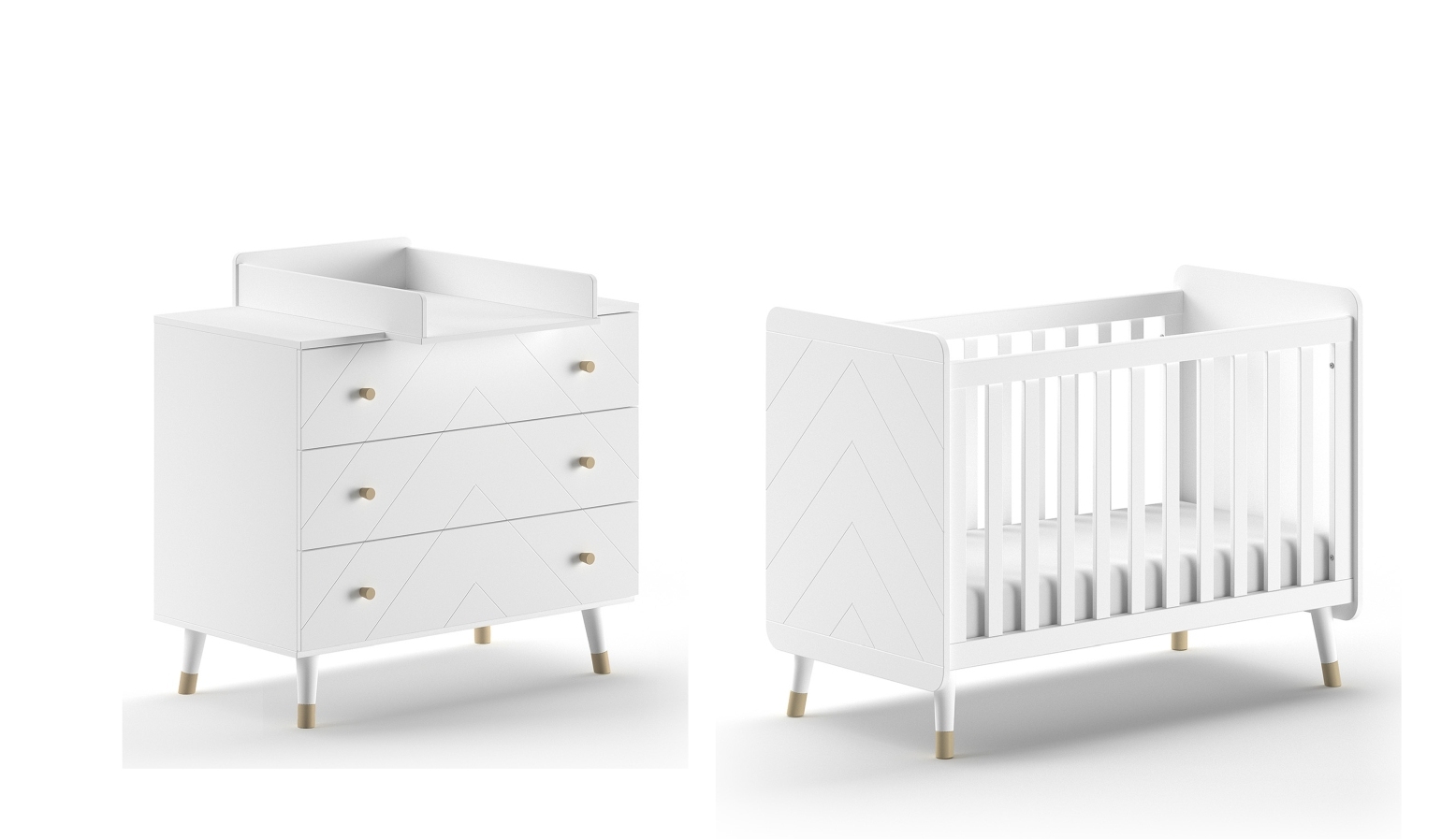 3-teiliges Babyzimmer-Set BILLY - weiß satin