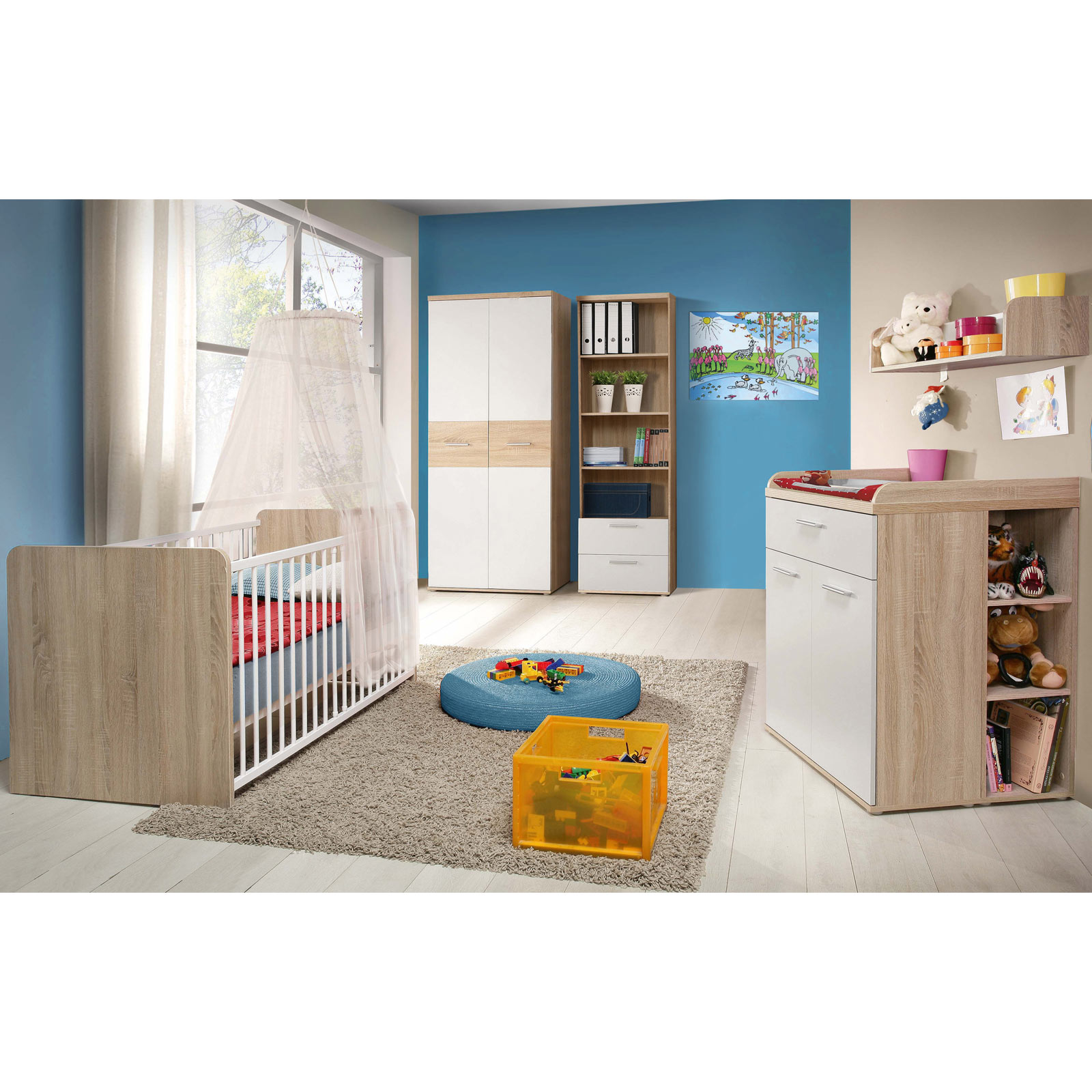 3-teiliges Babyzimmer-Set - Sonoma Eiche - weiß