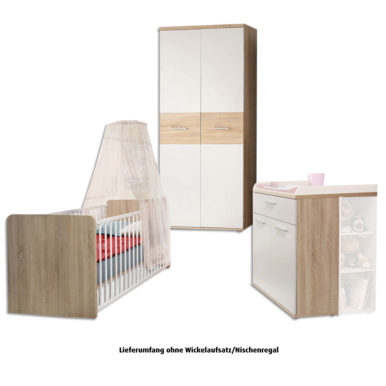 3-teiliges Babyzimmer-Set - Sonoma Eiche - weiß