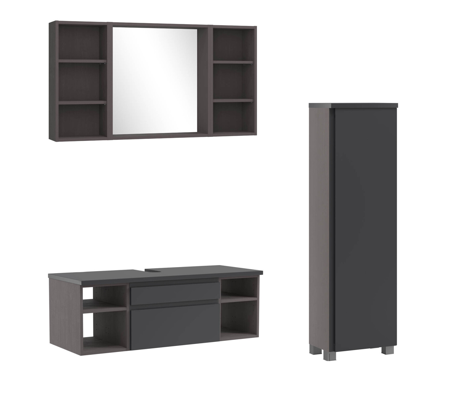 3-teiliges Badmöbel-Set AROSA - graphit - grau matt - 120 cm