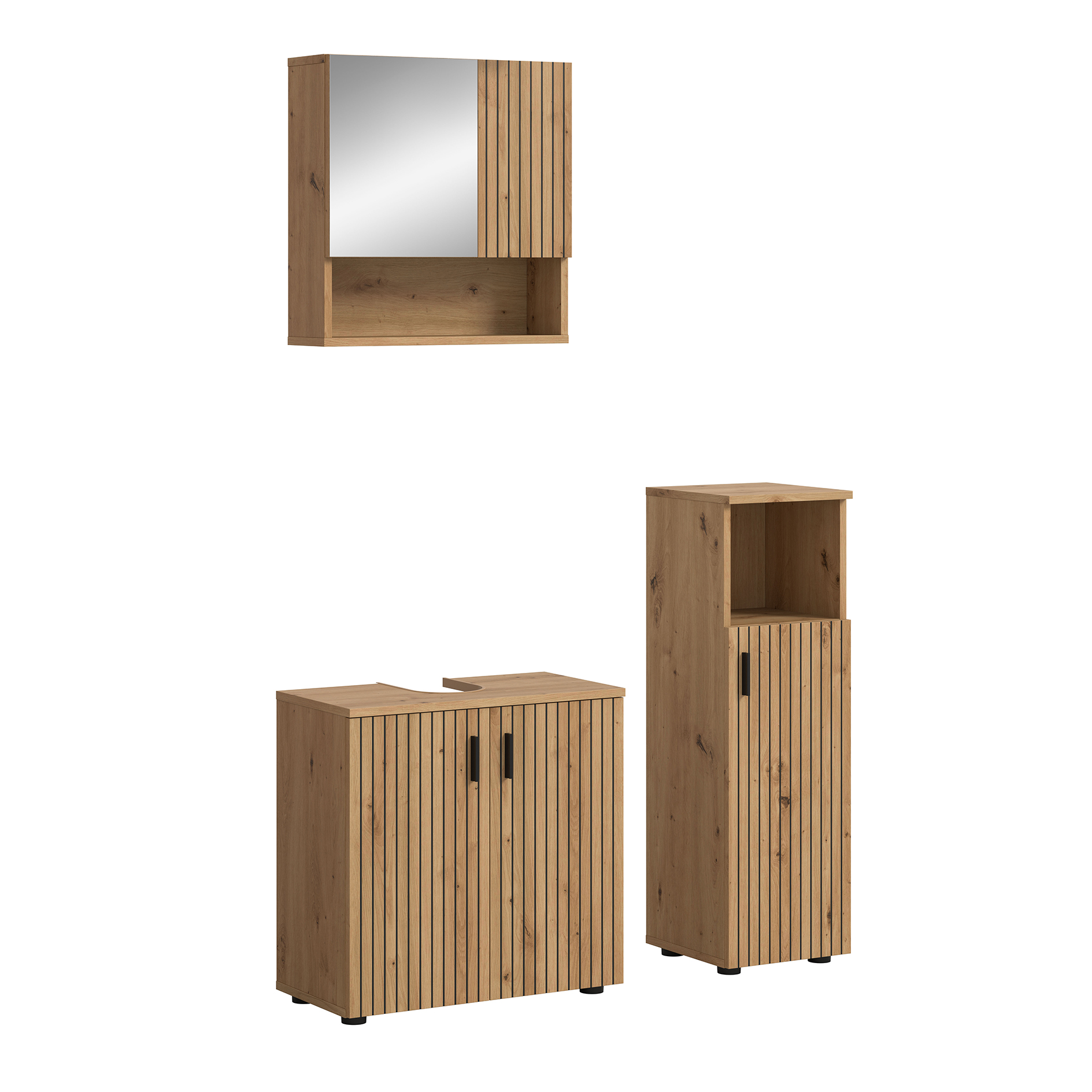 3-teiliges Badmöbel-Set - Artisan Eiche - Paneeloptik - 105 cm