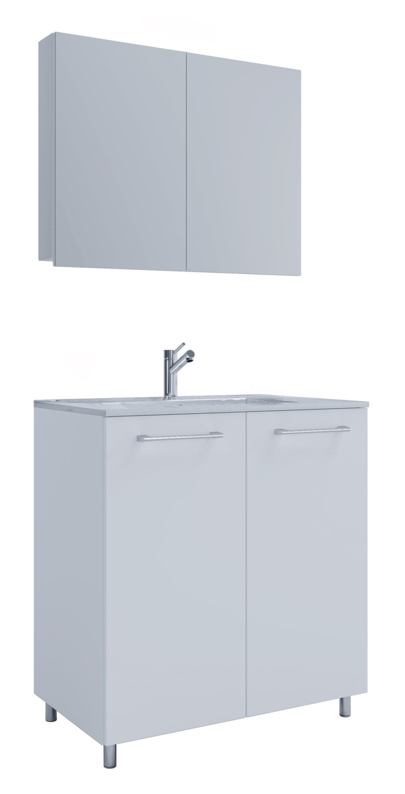 3-teiliges Badmöbel-Set BADINOS - weiß - mit Spiegelschrank - 80 cm