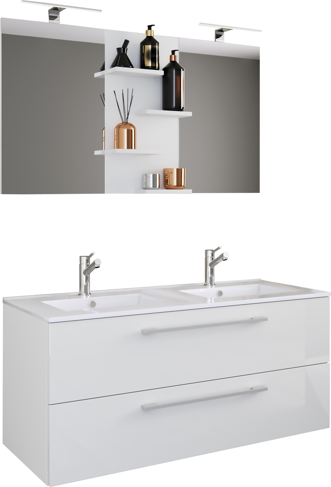 3-teiliges Badmöbel-Set BUDASI - weiß - 112 cm breit