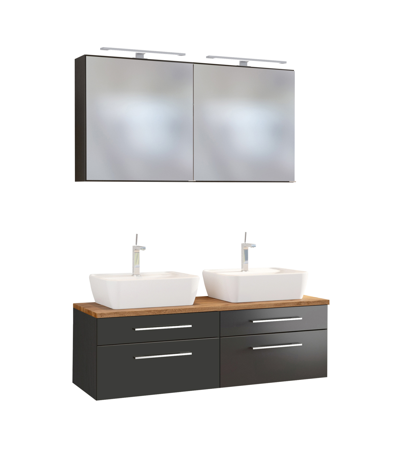 3-teiliges Badmöbel-Set DAVOS - grau - 120 cm breit