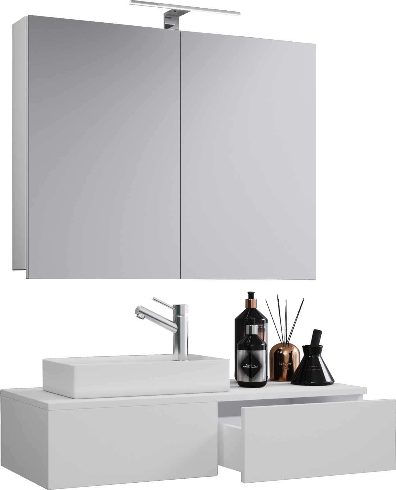 3-teiliges Badmöbel-Set GUDAS - weiß - mit Spiegelschrank