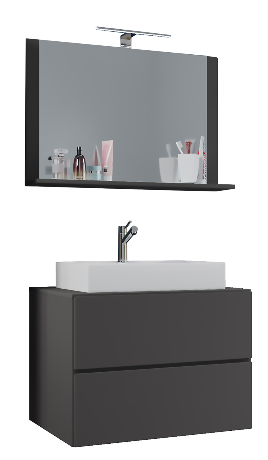 3-teiliges Badmöbel-Set LENDAS - anthrazit - 80 cm breit