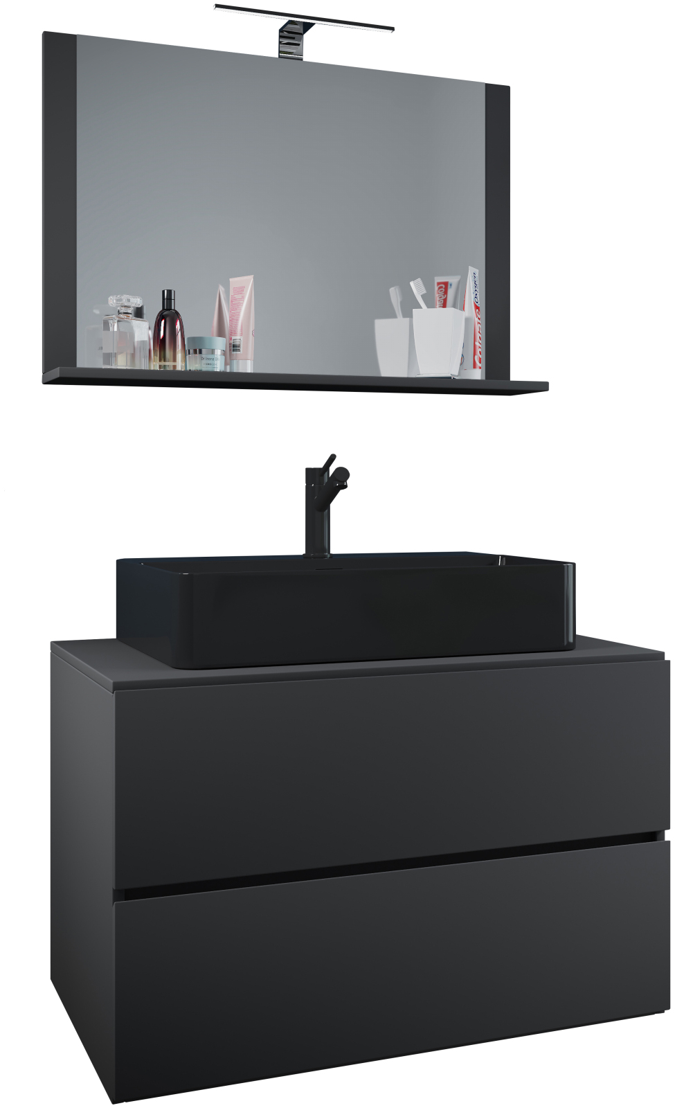 3-teiliges Badmöbel-Set LENDAS BL - anthrazit - 80 cm breit