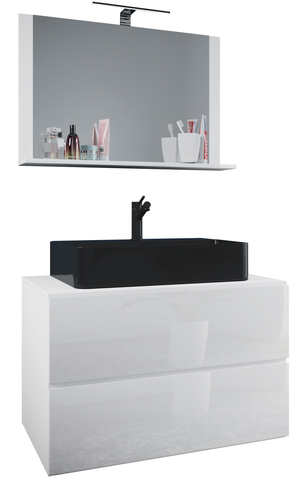 3-teiliges Badmöbel-Set LENDAS BL - weiß - 80 cm breit