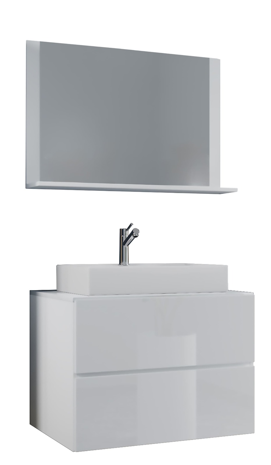 3-teiliges Badmöbel-Set LENDAS M - weiß - mit Spiegel - 60 cm