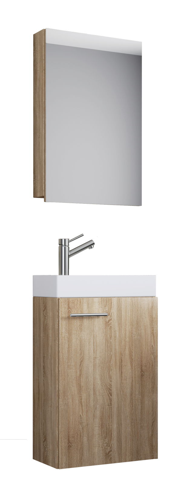 3-teiliges Badmöbel-Set SLITO - Sonoma Eiche - mit Spiegelschrank