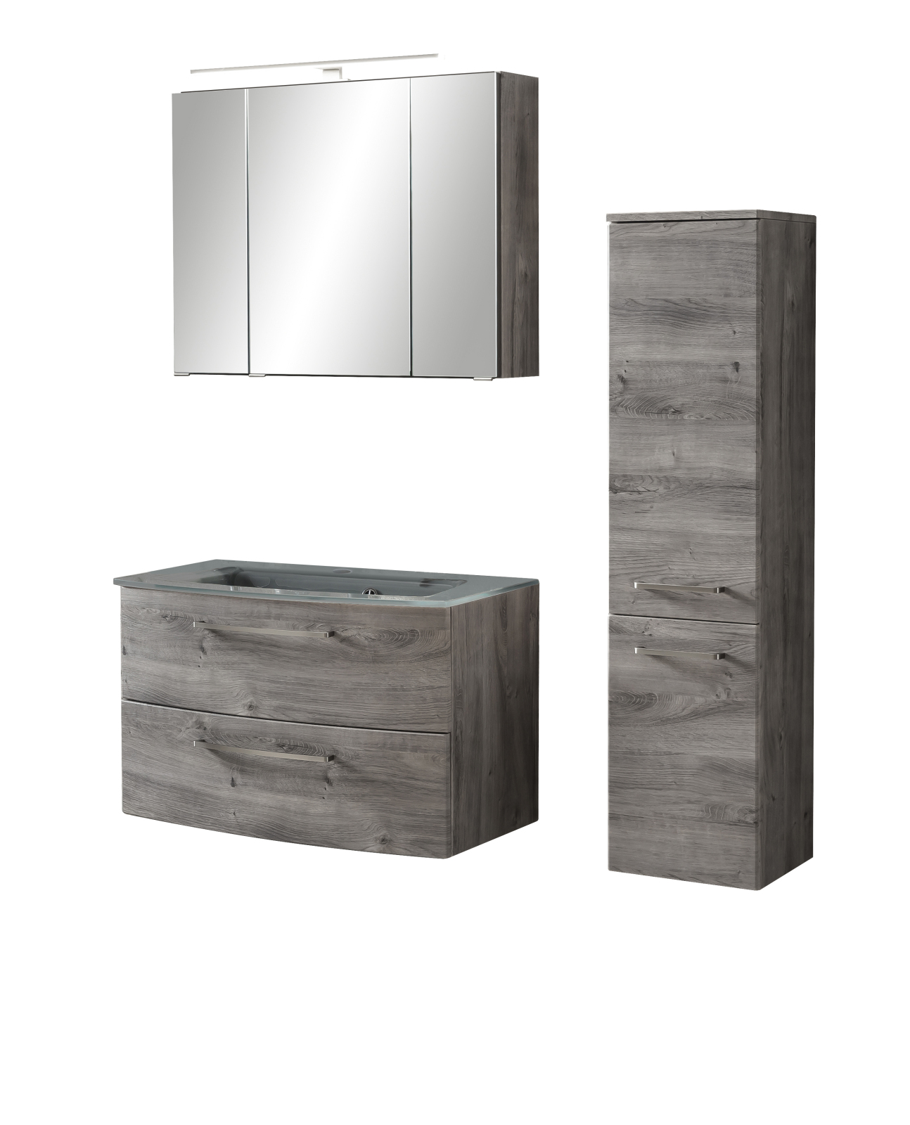 3-teiliges Badset STOCKHOLM - Eiche Ribbeck - grau - 110 cm