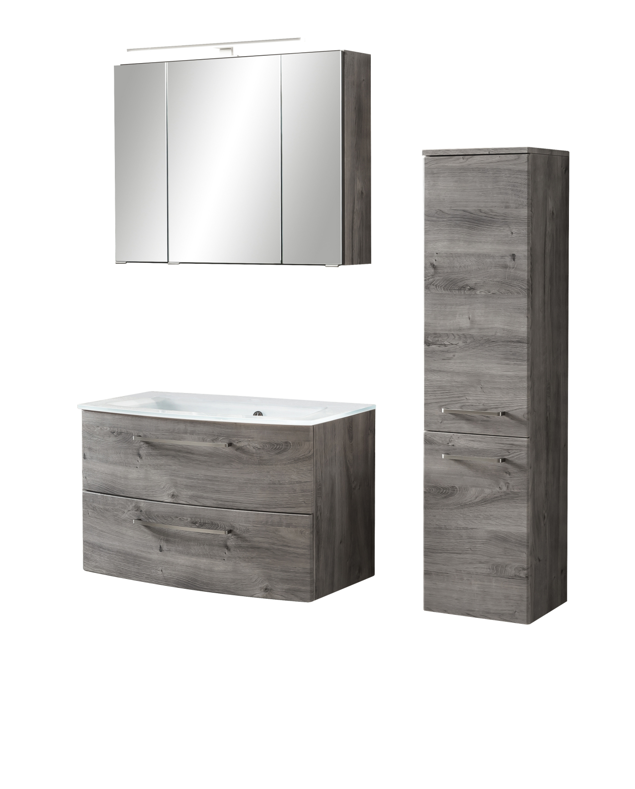 3-teiliges Badset STOCKHOLM - Eiche Ribbeck - weiß - 110 cm