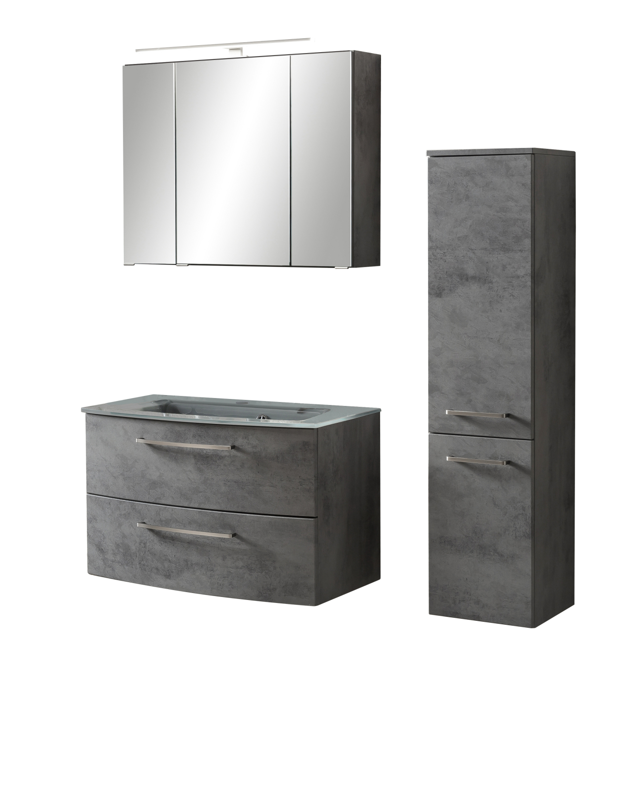 3-teiliges Badset STOCKHOLM - Oxid Stone - grau - 110 cm