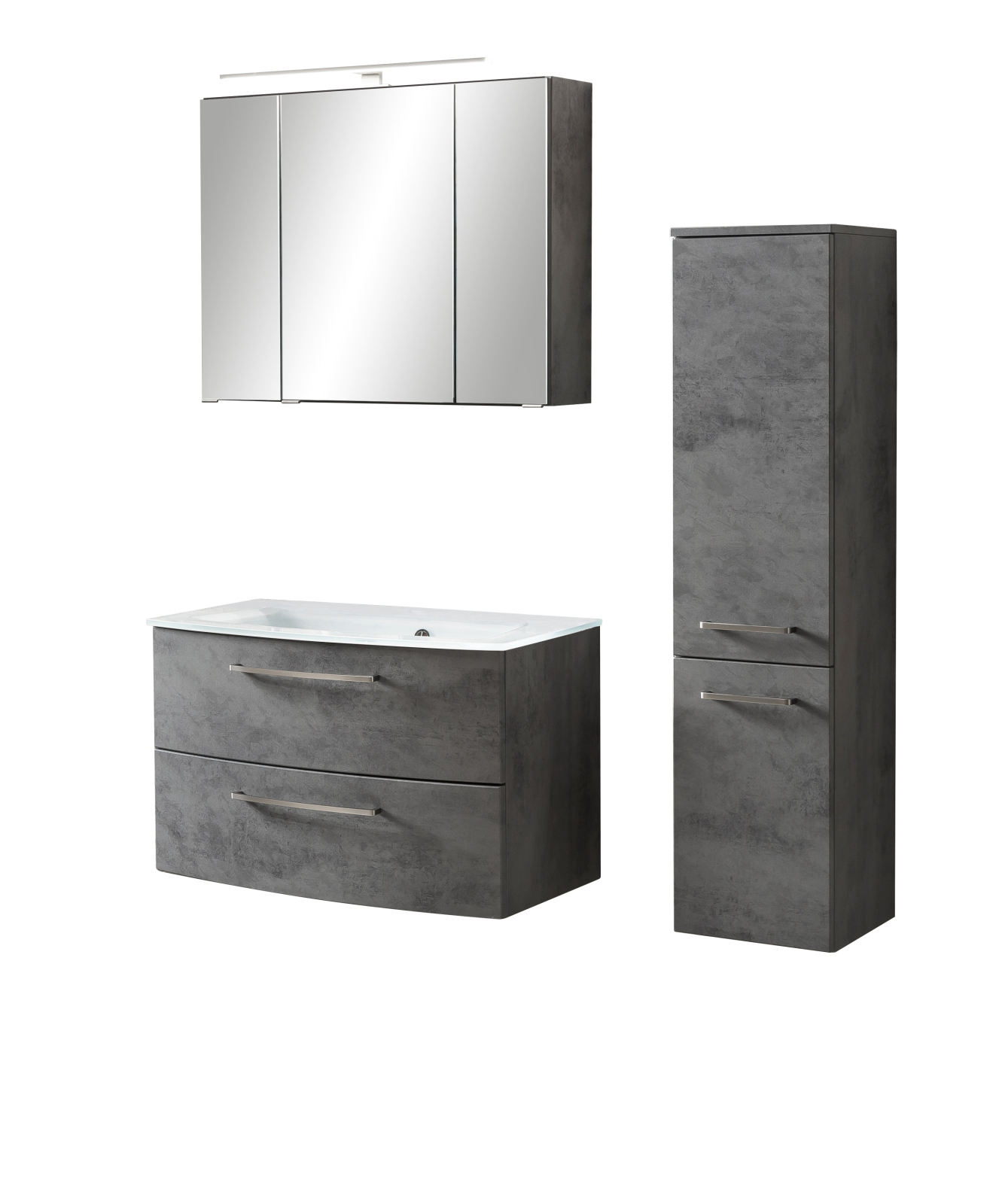 3-teiliges Badset STOCKHOLM - Oxid Stone - weiß - 110 cm